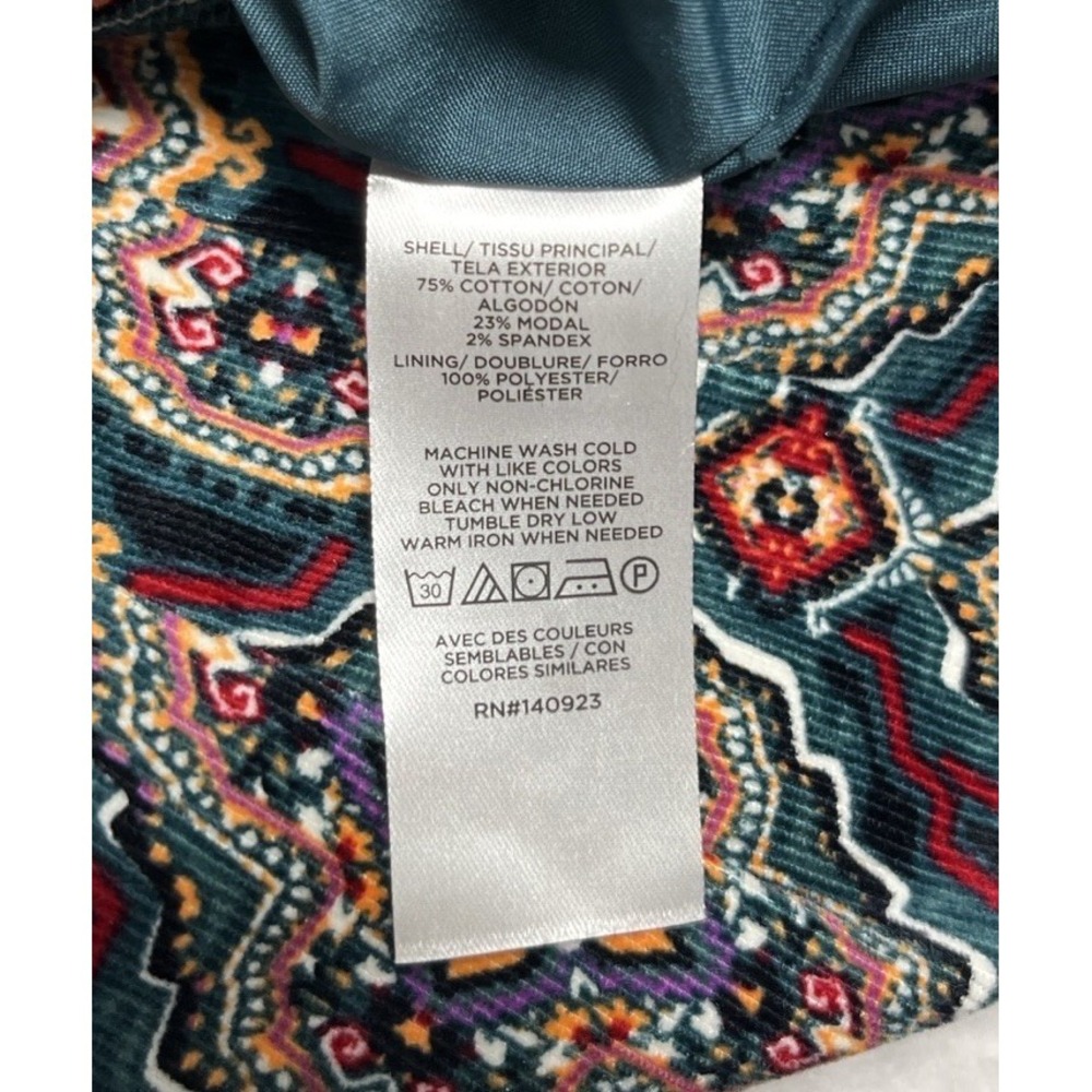 LOFT A-Line Mini Skirt Medallion Print Teal Boho Lined Size 0‎ Colorful Workwear - Picture 7 of 8